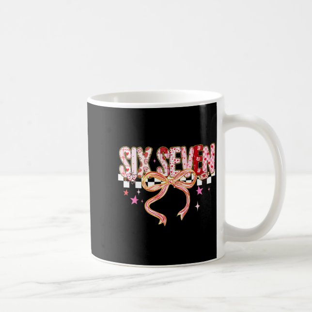 Six Seven Coquette Bow Women Girl Funny Valentines Kaffeetasse (Rechts)