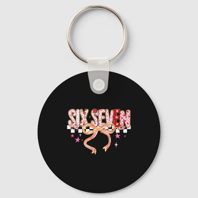 Six Seven Coquette Bow Women Girl Funny Valentines Schlüsselanhänger (Vorderseite)