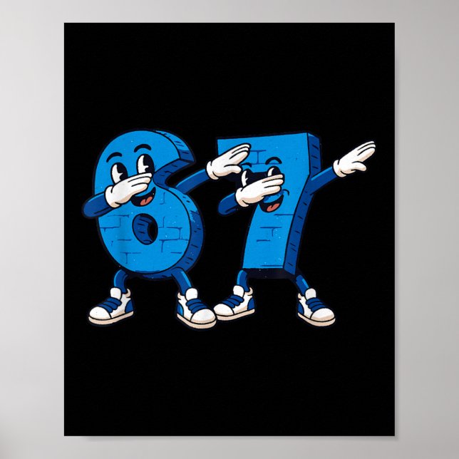 Six Seven Dabbing Cool Meme 67 Funny Dab Number  Poster (Vorne)