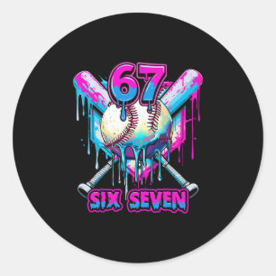Six Seven Eis Drip Gen Alpha Slang 6 7 Trend Runder Aufkleber