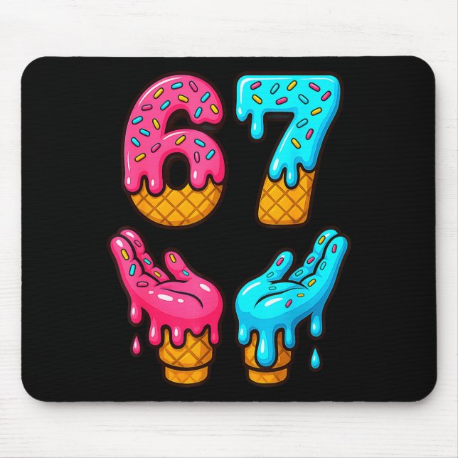 Six Seven Eis-Drip-Meme 67 Lustiges Gen Alpha S Mousepad (Vorne)