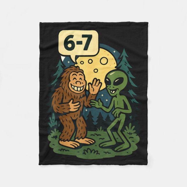 Six Seven Funny Bigfoot And Alien 67 Viral Meme Sa Fleecedecke (Vorderseite)
