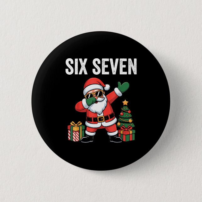 Six Seven Funny Santa Christmas 67 Meme  Button (Vorderseite)