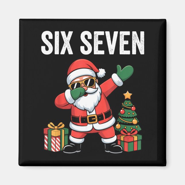 Six Seven Funny Santa Christmas 67 Meme  Magnet (Vorne)
