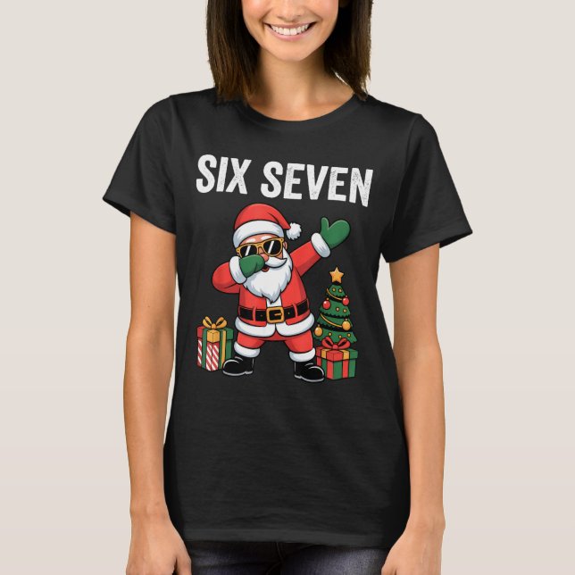 Six Seven Funny Santa Christmas 67 Meme  T-Shirt (Vorderseite)