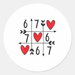 Six Seven Gamer 67 Valentinstag 6 7 Lustig Runder Aufkleber