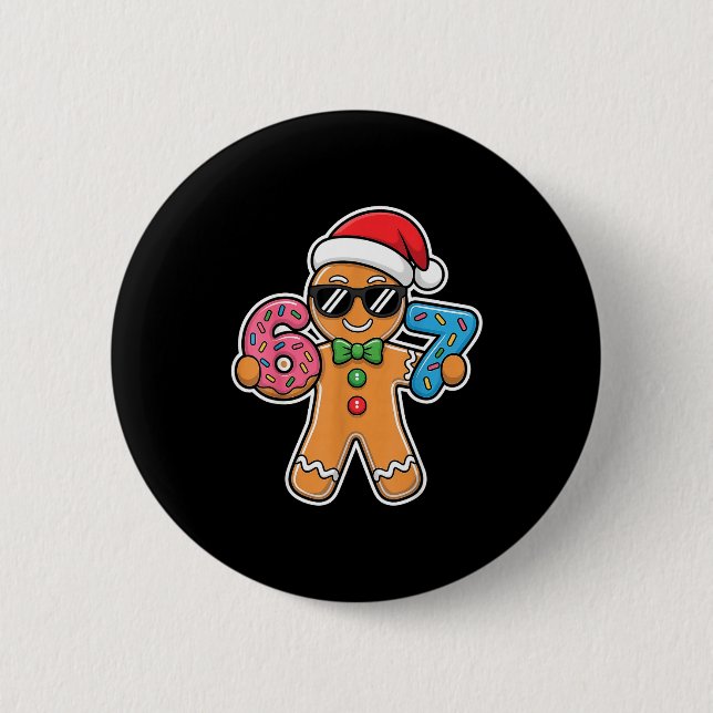 Six Seven Gingerbread 67 Funny Christmas Boys Kids Button (Vorderseite)