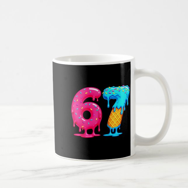 Six Seven Ice Cream Drip Cool Meme 67 Funny Number Kaffeetasse (Rechts)