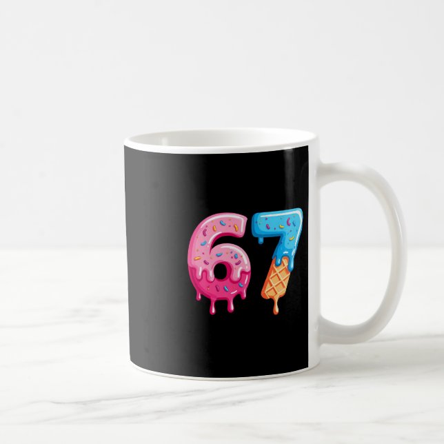 Six Seven Ice Cream Drip Cool Meme 67 Funny Number Kaffeetasse (Rechts)