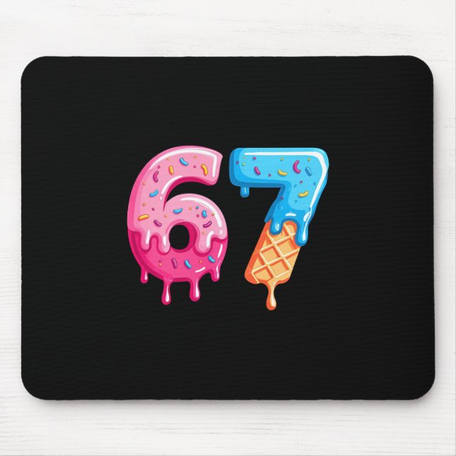 Six Seven Ice Cream Drip Cool Meme 67 Funny Number Mousepad (Vorne)