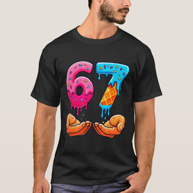 Six Seven Ice Cream Drip Kids Youth Funny 67 Hands T-Shirt (Vorderseite)