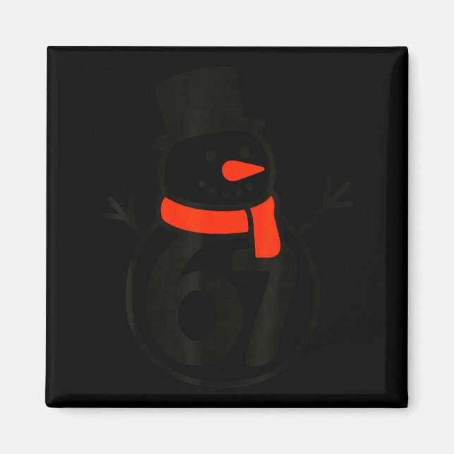 Six Seven Kids 67 Boys Girls 6 7 Christmas Snowman Magnet (Vorne)