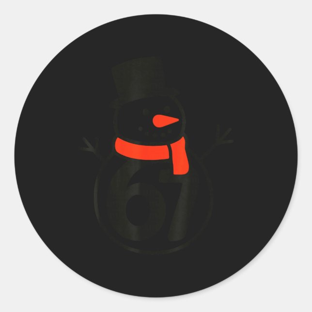 Six Seven Kids 67 Boys Girls 6 7 Christmas Snowman Runder Aufkleber (Vorderseite)