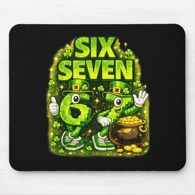 Six seven lucky shamrock 67 st patricks day boy mousepad (Vorne)