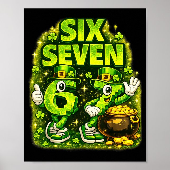 Six seven lucky shamrock 67 st patricks day boy poster (Vorne)