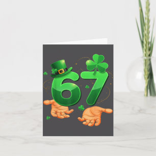 Six Seven Meme 67 St Patrick's Day Shamrocks Männe Karte