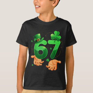 Six Seven Meme 67 St Patrick's Day Shamrocks Männe T-Shirt