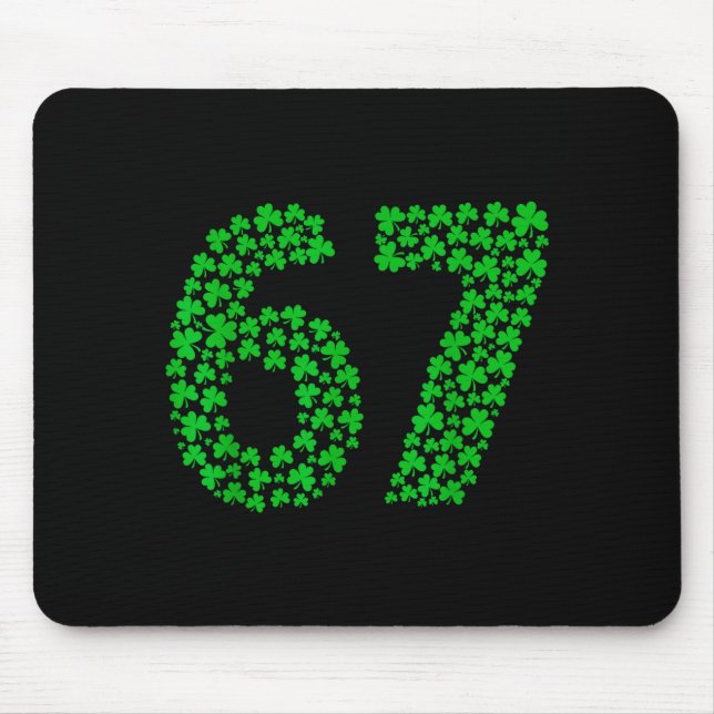 Six Seven Meme 67 St Patrick's Day Shamrocks Men W Mousepad (Vorne)