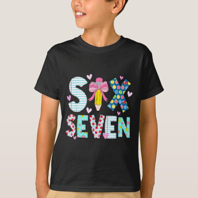Six Seven Meme 67 Teacher Women Students Kids 6-7  T-Shirt (Vorderseite)