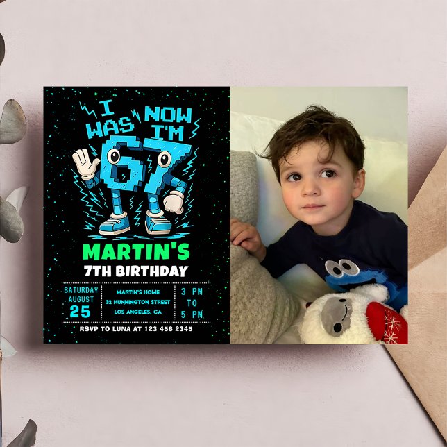 Six Seven Meme 6 7 Birthday Photo Invitation Einladung (Von Creator hochgeladen)