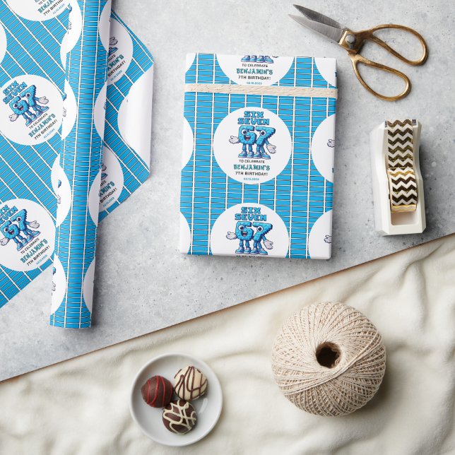 Six Seven Meme 7. Geburtstag | Lustig Trendig Geschenkpapier (Six Seven Meme 7th Birthday | Funny Trendy Wrapping Paper
)
