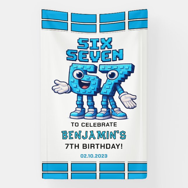 Six Seven Meme 7th Birthday | Funny Trendy Banner (Vertikal)