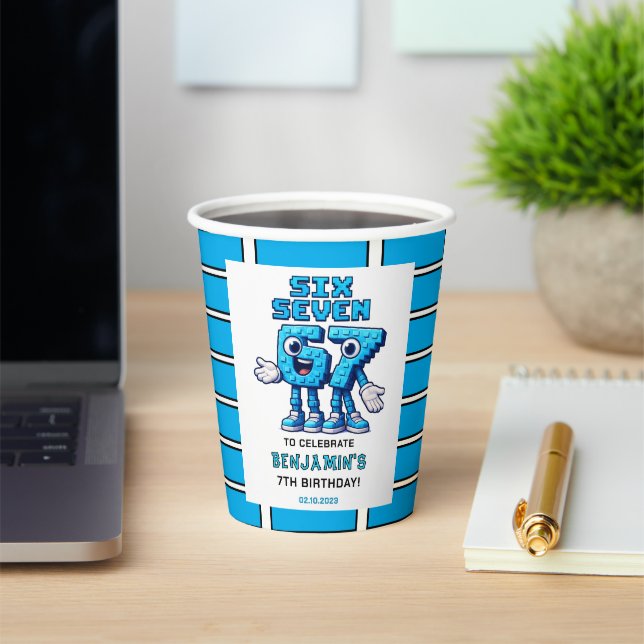 Six Seven Meme 7th Birthday | Funny Trendy Pappbecher (InSitu)