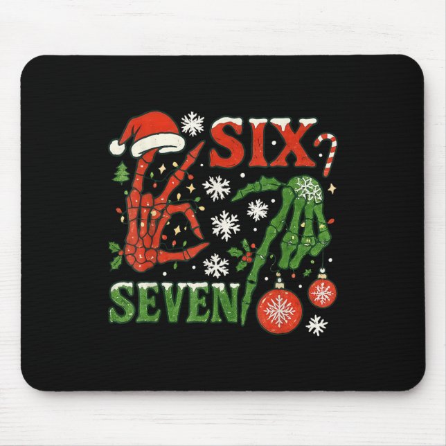 Six Seven Meme Christmas 6-7 Christmas Skeleton Ha Mousepad (Vorne)