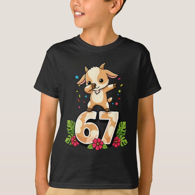 Six Seven Meme Dabbing Baby Goat 67 Funny Gen Z Ap T-Shirt (Vorderseite)