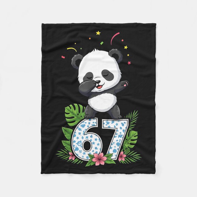 Six Seven Meme Dabbing Baby Panda 67 Funny Gen Z A Fleecedecke (Vorderseite)