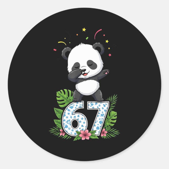 Six Seven Meme Dabbing Baby Panda 67 Funny Gen Z A Runder Aufkleber (Vorderseite)