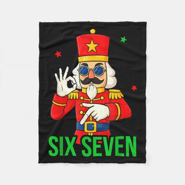 Six Seven Meme Funny Holiday Toy Soldier  Fleecedecke (Vorderseite)