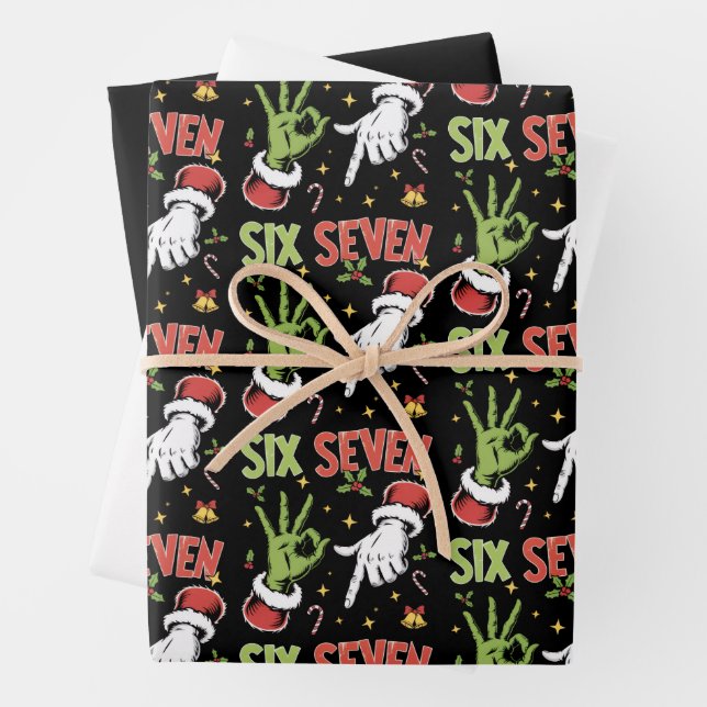 Six Seven Meme Funny Mean Guy Christmas Viral 6 7  Geschenkpapier Set (Beispiel)