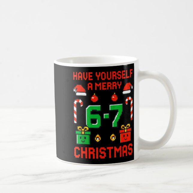 Six Seven Meme Funny Merry 67 Christmas Xmas Pajam Kaffeetasse (Rechts)