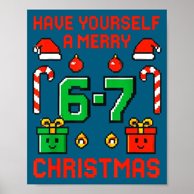 Six Seven Meme Funny Merry 67 Christmas Xmas Pajam Poster (Vorne)