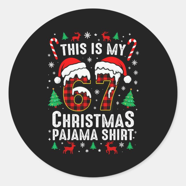 Six Seven Meme Gen Alpha Slang Brainrot Quote  Runder Aufkleber (Vorderseite)