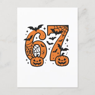 Six Seven Meme Halloween 67 Mason Spooky Feiertagspostkarte