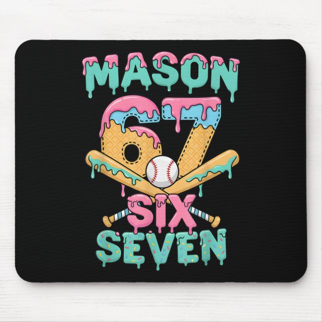 Six Seven Meme Mason Ice Cream Drip Funny Bysebyll Mousepad (Vorne)