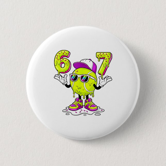 Six Seven Meme Tennis Ice Cream Drip 67 For Kids B Button (Vorderseite)