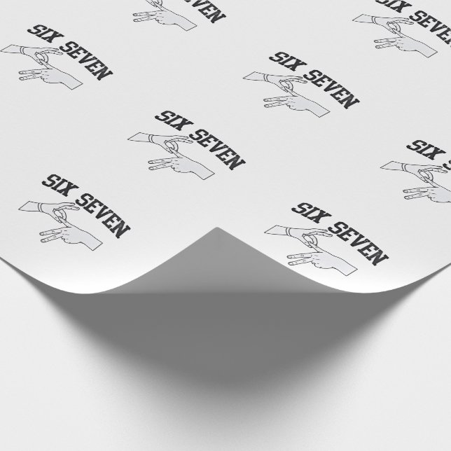 Six Seven Meme Viral 67 Mason Sign Language Geschenkpapier (Ecke)