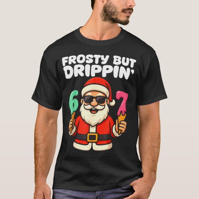 Six Seven Santa Santa Sungles Ice Cream Christmas  T-Shirt (Vorderseite)