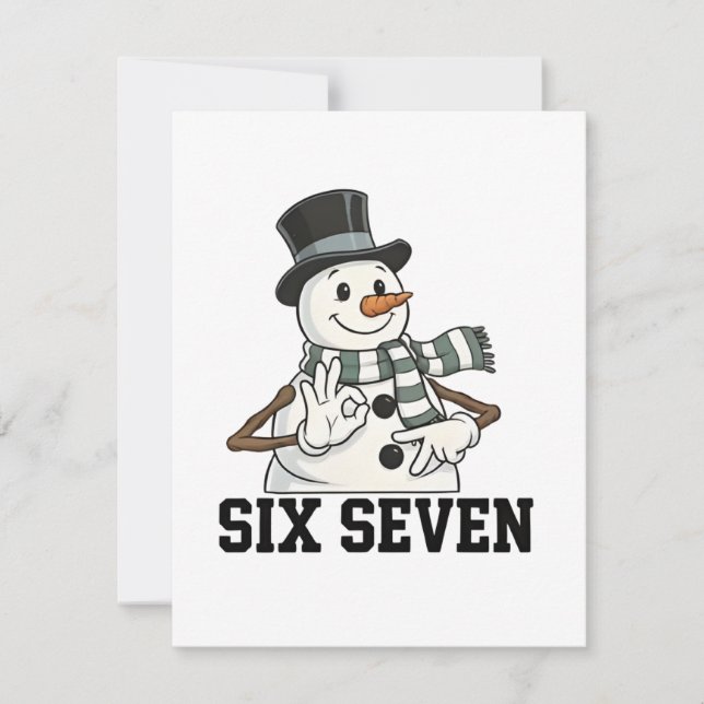 Six Seven Snowman Christmas Santa 6 7 Xmas Mitteilungskarte (Vorderseite)