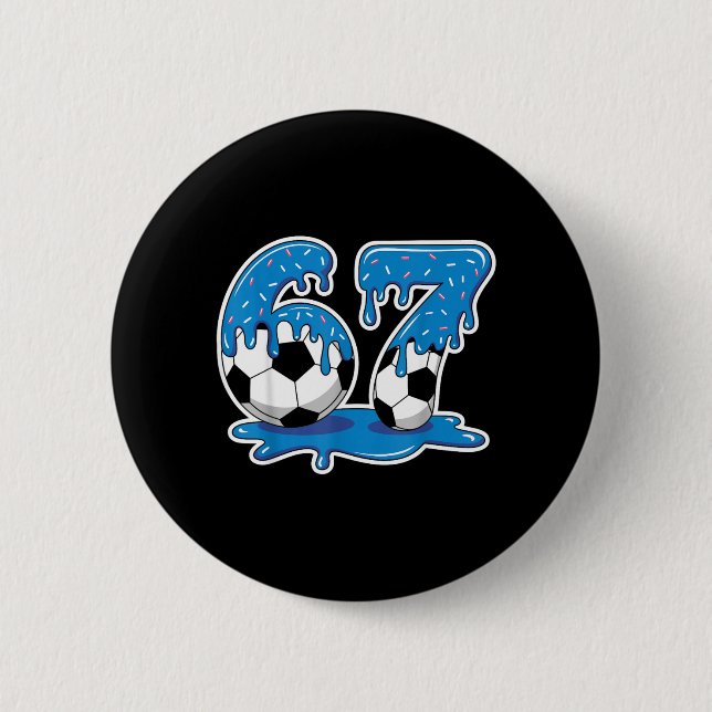 Six Seven Soccer Ice Cream Drip Funny Design Button (Vorderseite)
