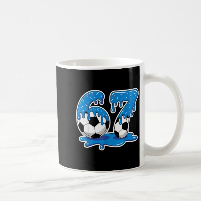 Six Seven Soccer Ice Cream Drip Funny Design  Kaffeetasse (Rechts)