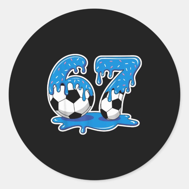 Six Seven Soccer Ice Cream Drip Funny Design  Runder Aufkleber (Vorderseite)