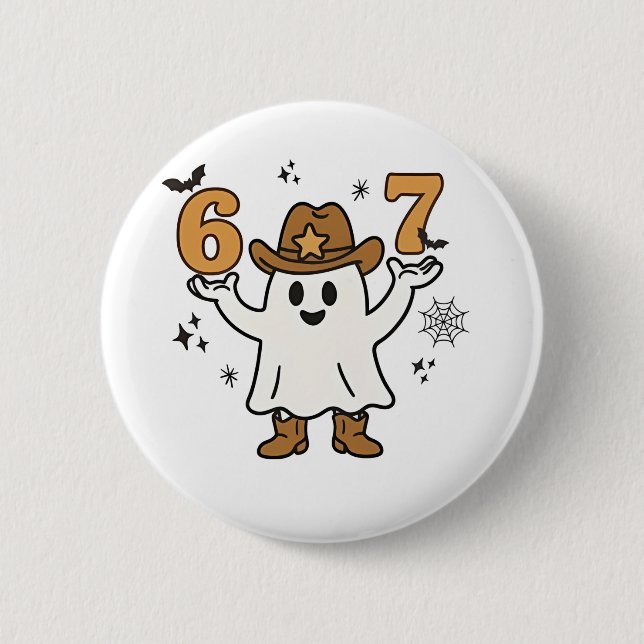 Six Seven Spooky Halloween Sport 67 Mason Meme Button (Vorderseite)
