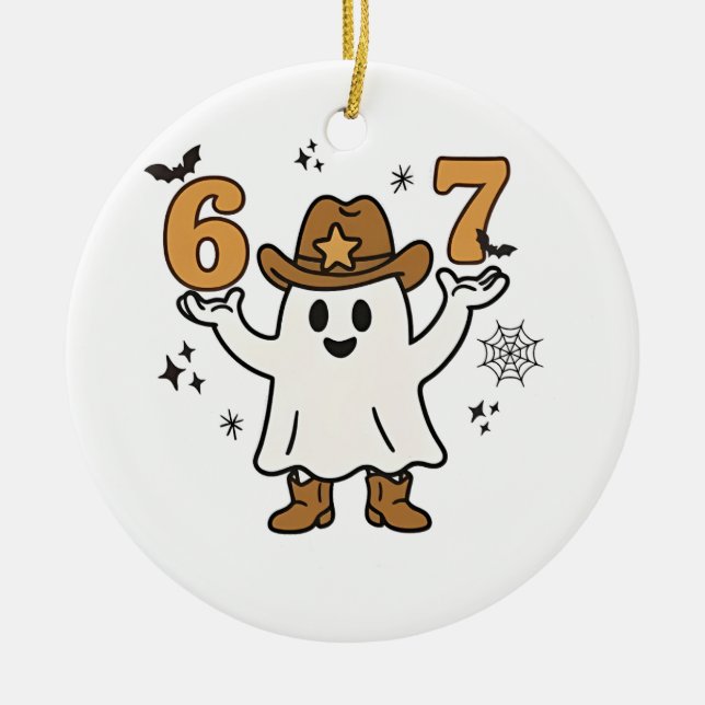 Six Seven Spooky Halloween Sport 67 Mason Meme Keramik Ornament (Vorne)