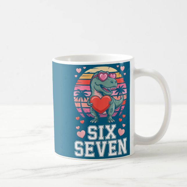 Six Seven Valentine’s Day Dinosaur T-rex For Kids  Kaffeetasse (Rechts)