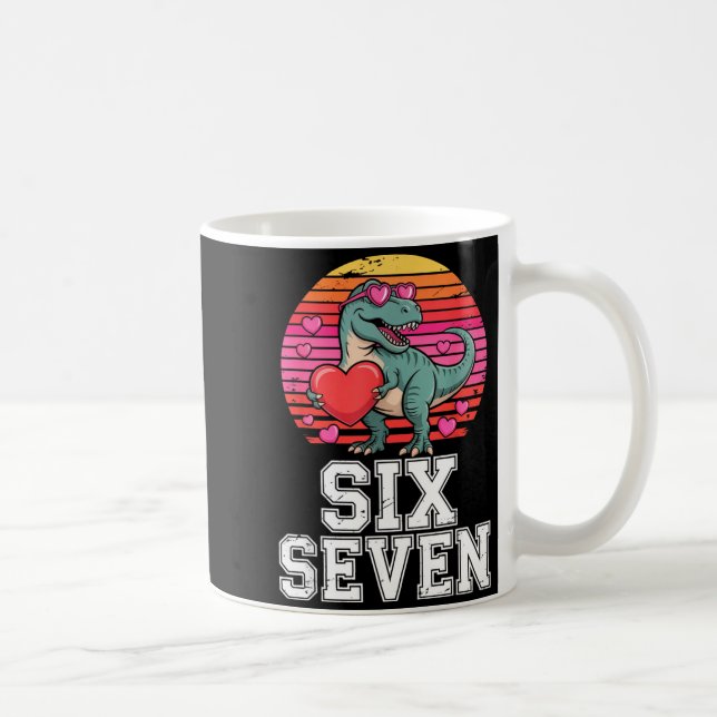 Six Seven Valentine’s Day Dinosaur T-rex For Kids  Kaffeetasse (Rechts)