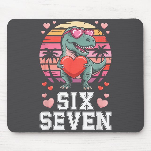 Six Seven Valentine’s Day Dinosaur T-rex For Kids  Mousepad (Vorne)